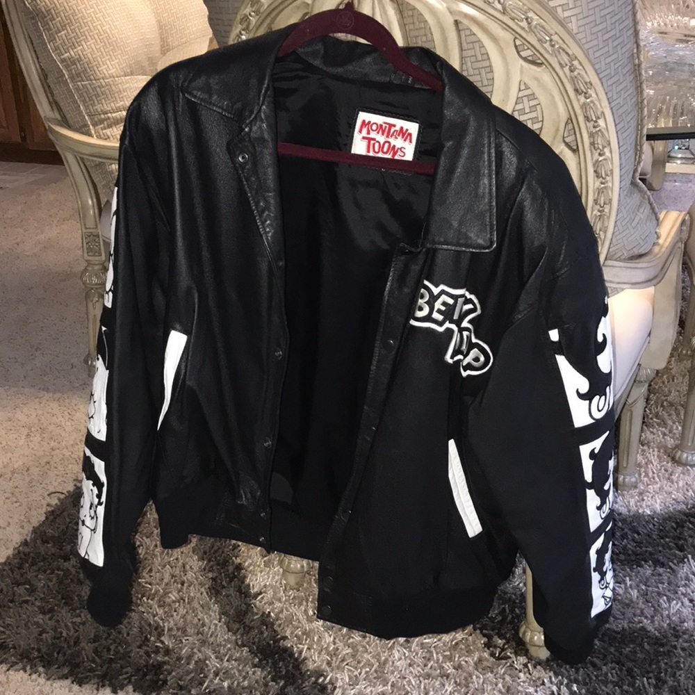 BLACK BETTY BOOP AUTHENTIC LEATHER JACKET SIZE L